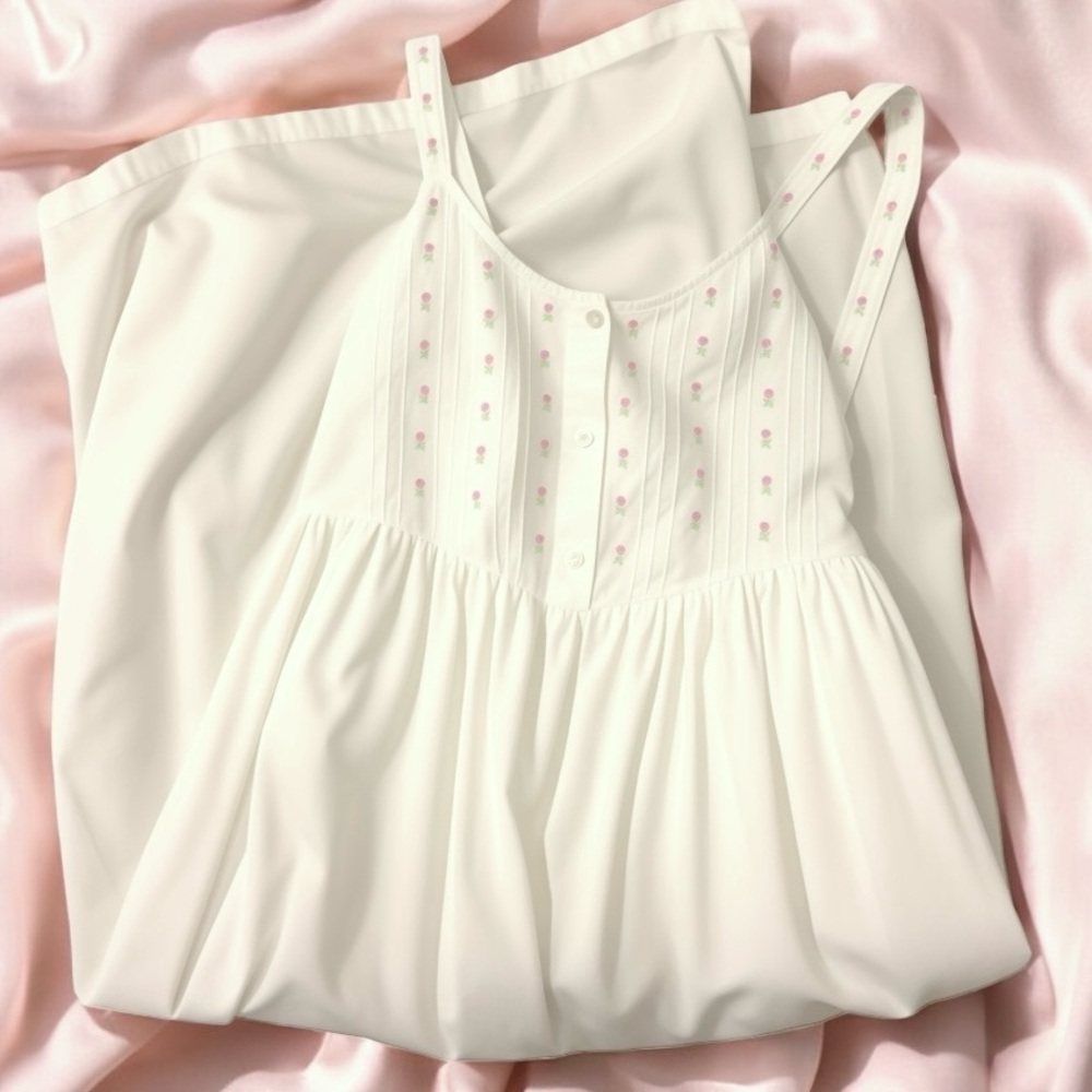 Vintage White Pink Flowers Floral Laura Ashley Nightgown size small - Picture 5 of 6